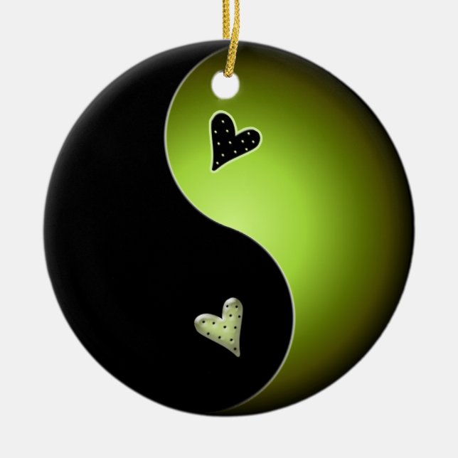 Adorno De Cerámica yin yang corazón - lime (Frente)