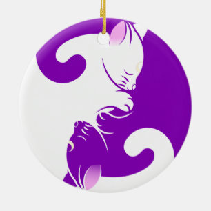 Adorno De Cerámica Yin yang de los gatos
