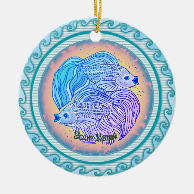 Adorno De Cerámica Yin Yang Fish  (Frente)