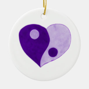 Adorno De Cerámica Yin Yang Heart (Purple/Lilac)
