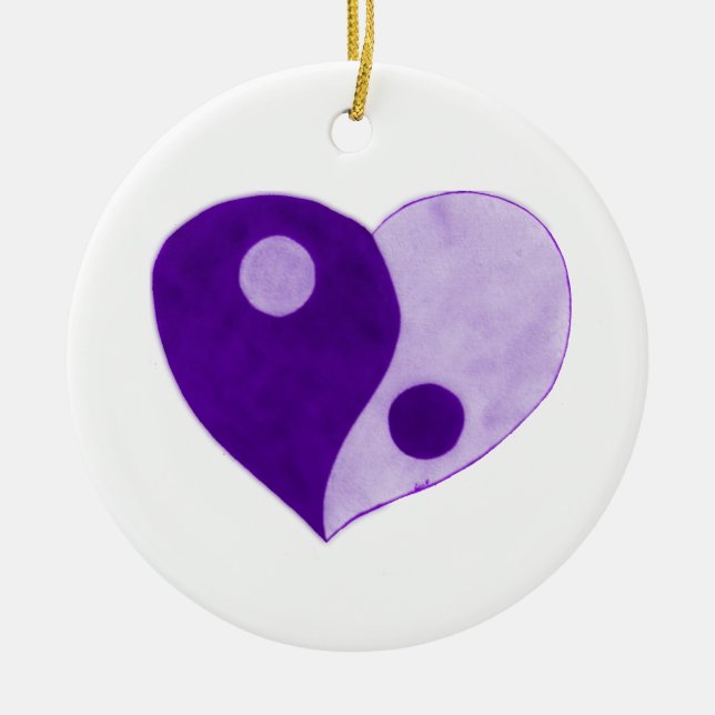 Adorno De Cerámica Yin Yang Heart (Purple/Lilac) (Frente)