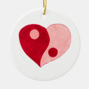 Adorno De Cerámica Yin Yang Heart (Rojo/Rosa)