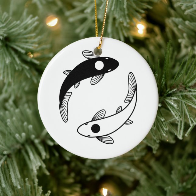 Adorno De Cerámica Yin Yang Koi Fish (Árbol)