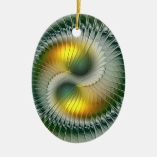 Adorno De Cerámica Yin Yang Navidades Colores resumen arte fractal