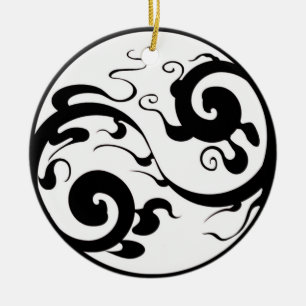 Adorno De Cerámica Yin Yang Swirl Ornament