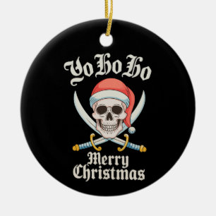 Adorno De Cerámica Yo Ho Ho Feliz Navidad Pirata Navidad Calavera Fie