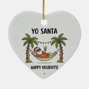 Adorno De Cerámica Yo Santa Divertido Verano Navidad Felices Fiestas