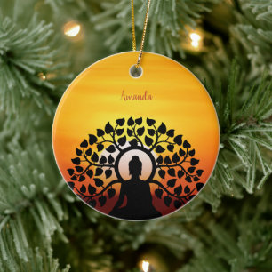 Adorno De Cerámica Yoga Buddha Mediación Sunset Namaste Personalizado