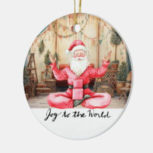 Adorno De Cerámica Yoga Navidad Santa Claus haciendo yoga 