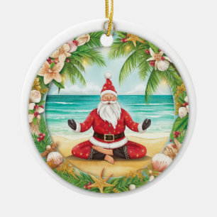 Adorno De Cerámica Yoga Navidad Santa Claus posando Yoga Fiesta