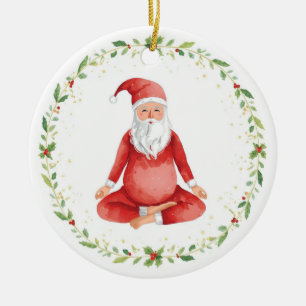 Adorno De Cerámica Yoga Navidad Santa Claus posando Yoga Fiesta