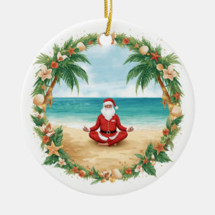 Adorno De Cerámica Yoga Navidad Santa Claus posando Yoga Fiesta
