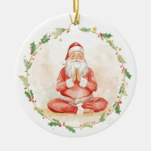 Adorno De Cerámica Yoga Navidad Santa Claus posando Yoga Fiesta