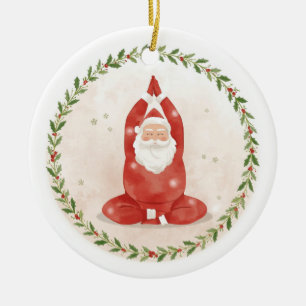 Adorno De Cerámica Yoga Navidad Santa Claus posando Yoga Fiesta
