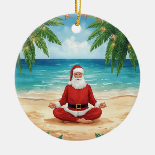 Adorno De Cerámica Yoga Navidad Santa Claus posando Yoga Fiesta