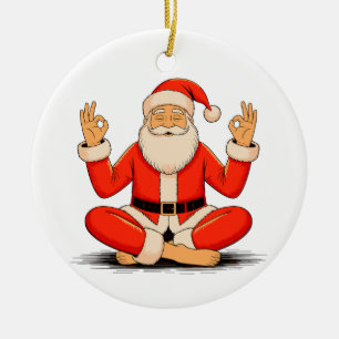 Adorno De Cerámica Yoga Santa Namaste Meditación Navidad Vacaciones