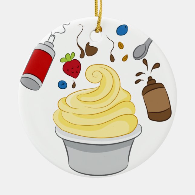 Adorno De Cerámica Yogurt congelado con los desmoches (Frente)