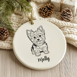 Adorno De Cerámica Yorkie de Navidad Personalizado