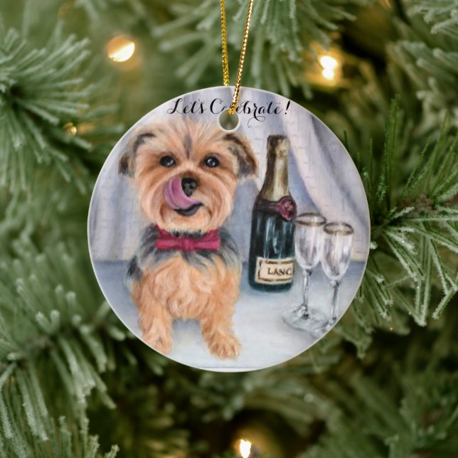 Adorno De Cerámica Yorkie Ornament (Árbol)
