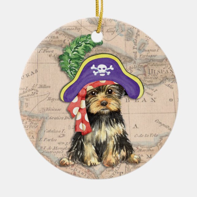 Adorno De Cerámica Yorkie Pirate (Frente)