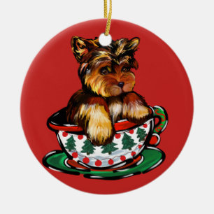 Adorno De Cerámica Yorkie Poo