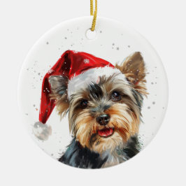 Adorno De Cerámica Yorkshire Dog Christmas Personalized