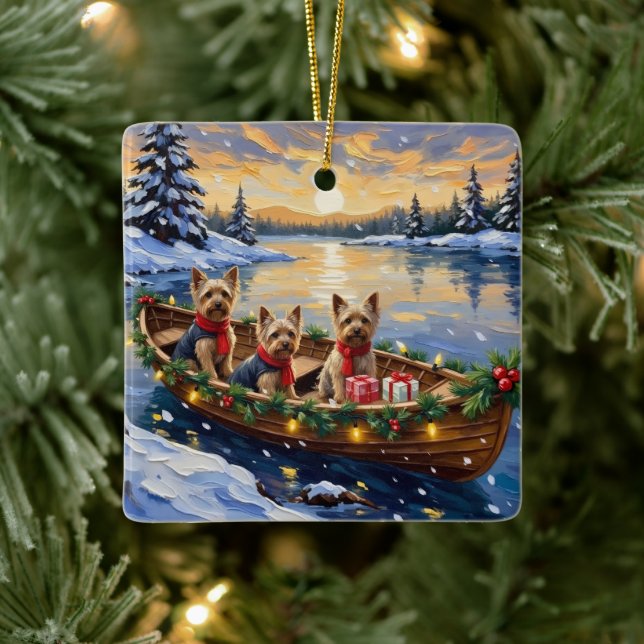 Adorno De Cerámica Yorkshire Terrier Christmas Boat Holiday (Árbol)