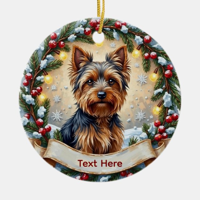 Adorno De Cerámica Yorkshire Terrier Christmas Ornament (Frente)