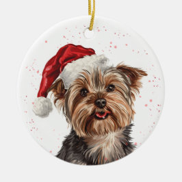 Adorno De Cerámica Yorkshire Terrier Perro Navidad Personalizado