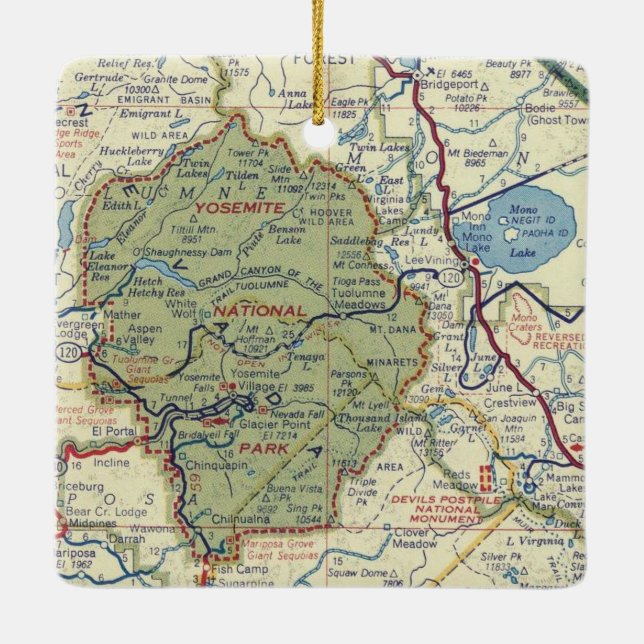 Adorno De Cerámica Yosemite National Park 50's Map (Reverso)