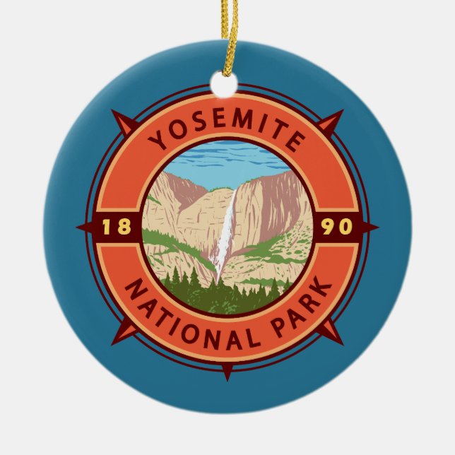 Adorno De Cerámica Yosemite National Park Retro Compass Emblem (Frente)