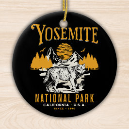 Adorno De Cerámica Yosemite Woodland Scenery with Retro Wolf