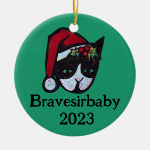 Adorno De Cerámica Yule Kitty Cat