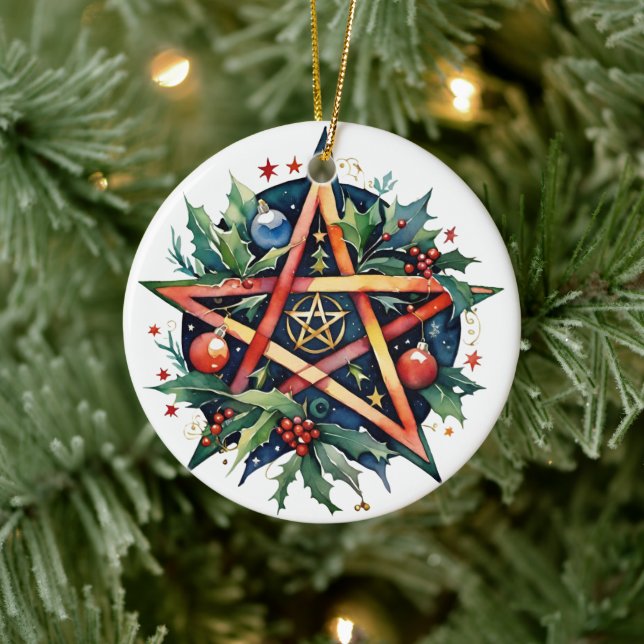 Adorno De Cerámica Yule Tree Winter Solstice Holly Wicca Pentacle (Árbol)