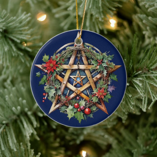 Adorno De Cerámica Yule Tree Winter Solstice Holly Wicca Pentacle (Árbol)