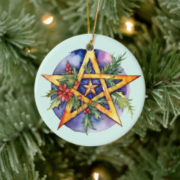 Adorno De Cerámica Yule Tree Winter Solstice Holly Wicca Pentacle