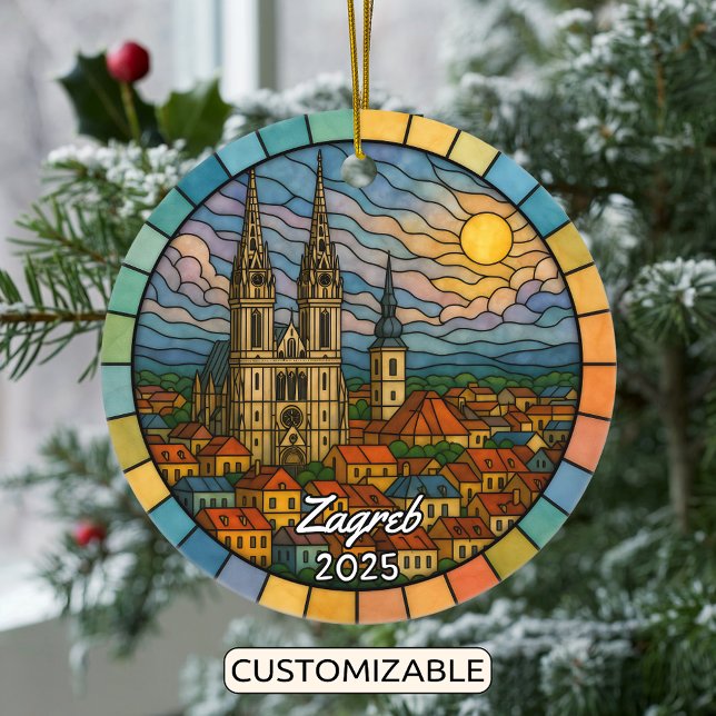 Adorno De Cerámica Zagreb de vidrio con manchas personalizadas, Croac (Subido por el creador)