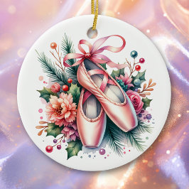 Adorno De Cerámica Zapatillas de ballet, flores Navidades personaliza