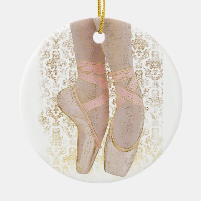 Adorno De Cerámica Zapatos de dedo del pie del ballet - blanco rosado (Frente)