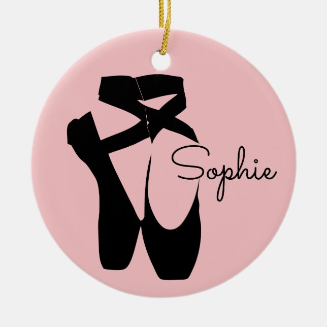 Adorno De Cerámica Zapatos de punta de ballet negro (Frente)