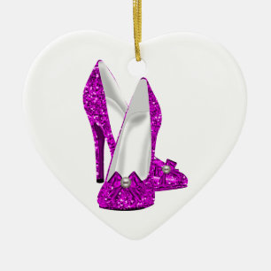 Adorno De Cerámica Zapatos de Tacón Alto Stileto Brillo Rosa