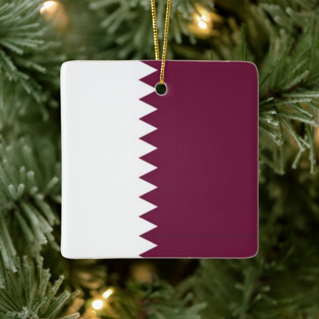Adorno De Cerámica ZaraQA001 Qatari FLAG Qatar, (Árbol)