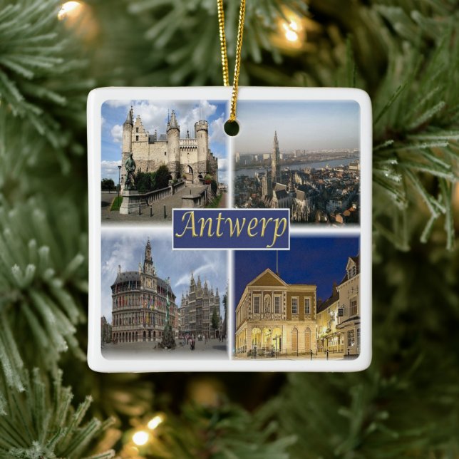 Adorno De Cerámica zBE008 ANTWERP Bélgica, (Árbol)