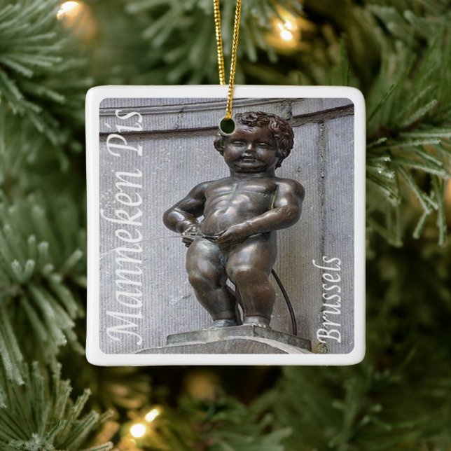 Adorno De Cerámica zBE046 MANNEKEN PIS Brussels Bruxelles, (Árbol)