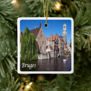 Adorno De Cerámica zBE052 BRUGES canal, Bélgica,