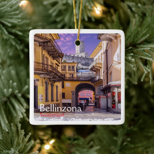 Adorno De Cerámica zCH004 BELLINZONA Suiza, (Árbol)