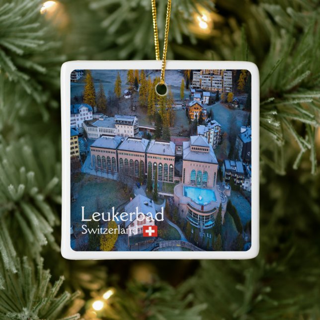 Adorno De Cerámica zCH011 LEUKERBAD Suiza, (Árbol)