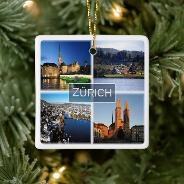 Adorno De Cerámica zCH046 ZURICH Suiza, (Árbol)
