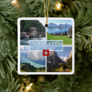 Adorno De Cerámica zCH051 INTERLAKEN Lake Thun Thunerse Swiss,