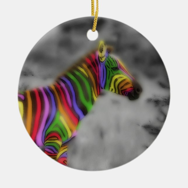 Adorno De Cerámica Zebra arcoiris (Frente)